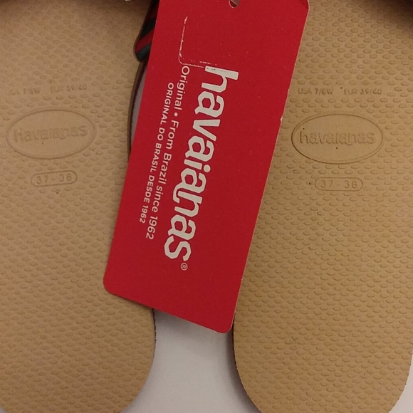 Havaianas You St. Tropez Flip Flops. Thong Style 7/8, Red and Blue Fabric. - Picture 10 of 12